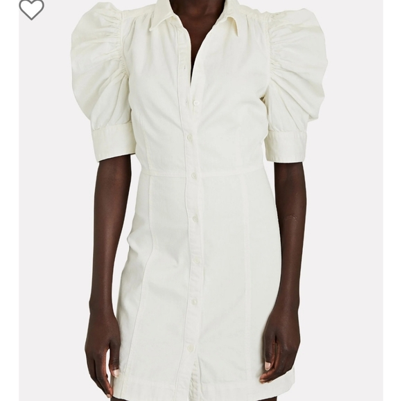 FRAME Gillian Off-White Gillian Puff Sleeve Mini Dress